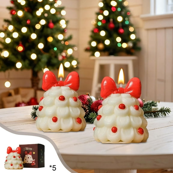 AuroraX Scented Candles Christmas Tree 5 Pack Decorative Mini Candle Gift Set,Room Party Home Winter Decor