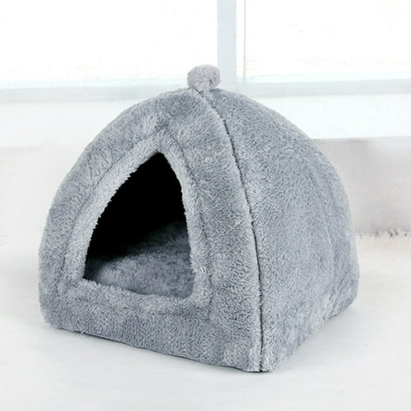 AuroraX Self Warming Cat Bed Cave Fluffy Cute Warm Cat Bed Soft Cozy Warm Plush Anti-Slip House for Indoor Cats Kittens and Small Dogs(Gray)