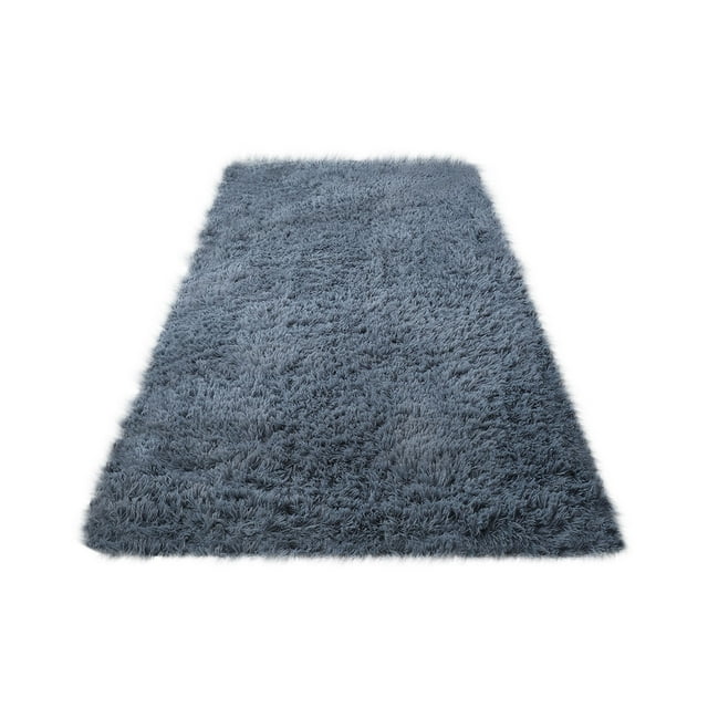 AuroraX Shaggy Bedroom Area Rug Non-Slip Backing Super Soft Gray Bath Rug Minimalist 23x62 Inch Solid Scandinavian