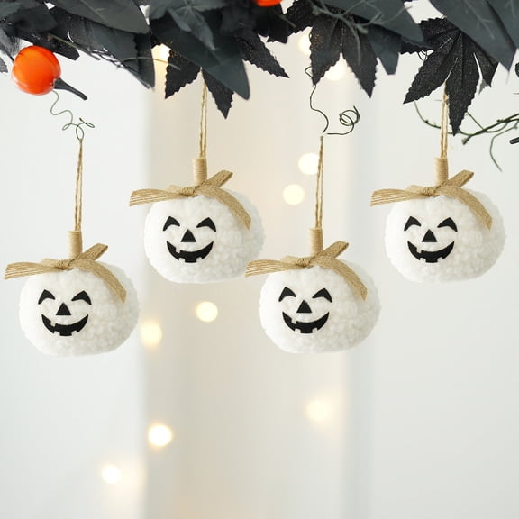 Aurorax Shatterproof Halloween Ornaments For Tree White Pumpkin Cloth Hanging Halloween Ornaments Room Fall Thanksgiving Tree Decorations