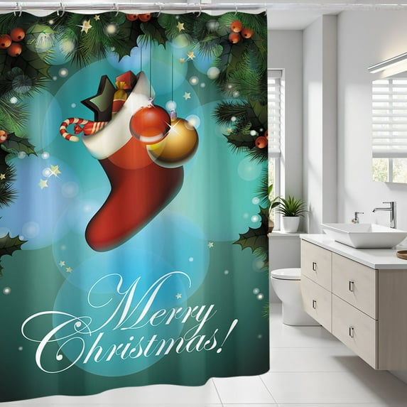 AuroraX Shower Curtain Liner,Christmas Extra Wide Waterproof 72x72 Inch Bathroom Curtain,Bathroom Home Christmas Fall Decor
