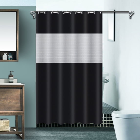 AuroraX Shower Curtain Sets 72" x 72" Colorblock Peva Bath Curtain with Hooks Farmhouse Waterproof Mildew Resistant Black Abstract Neutral Bathtub Cortinas for Bathroom Decor
