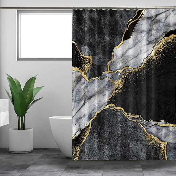 AuroraX Shower Curtain Sets 72" x 72" Ocean Fabric Bath Curtain with Hooks Black Mildew Resistant Thickened Farmhouse Neutral Abstract Bathtub Cortinas for Bathroom Decor