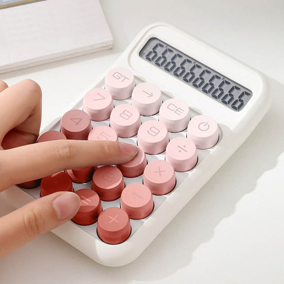 AuroraX Simple Desktop Calculator Pink Office Basic Calculator,Handheld Electric Portable Standard 4 Function Calculator for College Office Supplies