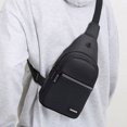 thumbnail image 1 of AuroraX Sling Bag,Black Shoulder Backpack for Personal Item,Outdoor Travel Unisex Earphone Hole Daypack, 1 of 6
