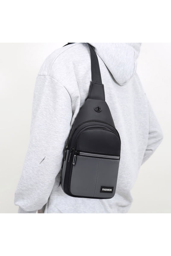 Sling Bag,Shoulder Backpack for Personal Item,Outdoor Unisex Earphone Hole Travel Gray Daypack