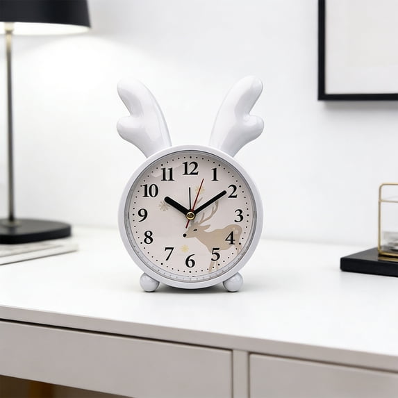 AuroraX Small Bedroom Alarm Clock Mini Alarm Clock Snooze Function Battery Operated Silent Mode Clear Display Bedside Alarm Clock White