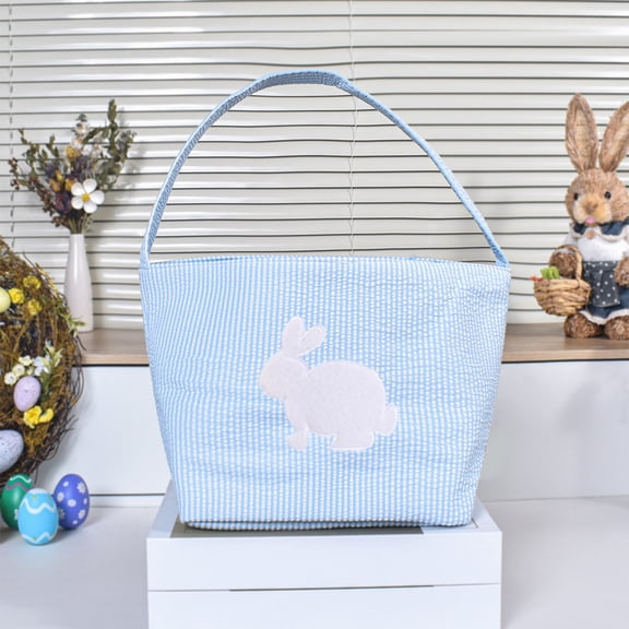 AuroraX Small Easter Basket with Handles,Reusable Cute Candy Bags Goodie Bags,Easter Blue Party Supplies Easter Decor