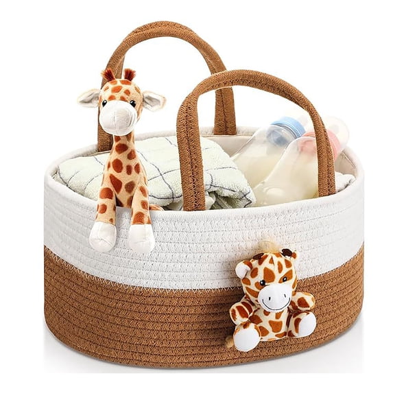AuroraX Small Laundry Basket with Handles Foldable Woven Cotton Rope Laundry Basket for Organizer Cute Round Decorative Storage Hamper for Dirty Clothes Blanket Toy