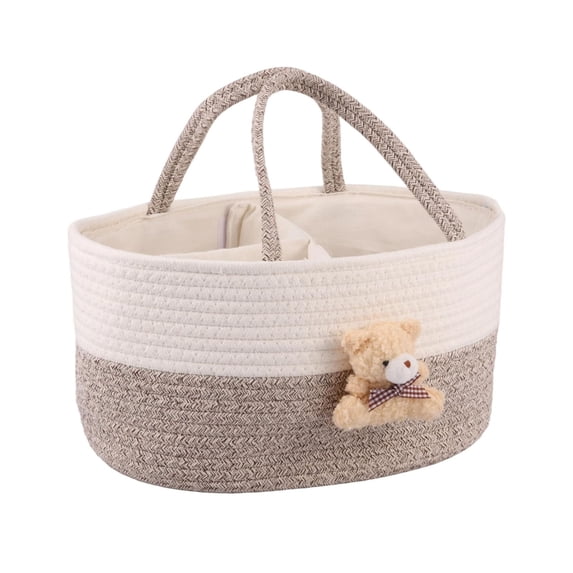 AuroraX Small Laundry Basket with Handles Foldable Woven Cotton Rope Laundry Basket for Organizer Decorative Cute Round Storage Hamper for Dirty Clothes Blanket Toy
