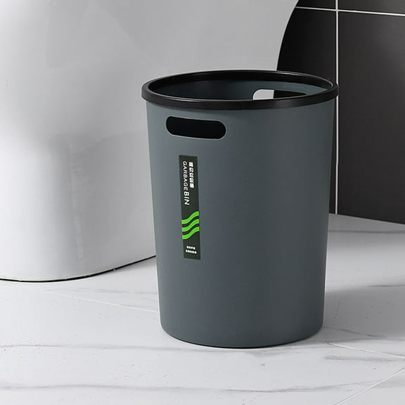 AuroraX Small Office Trash Can Gray Round 1.8 Gallon Handles Wastebaskets Minimalist Plastic Trash Bin for Dormitory Living Room Bathroom