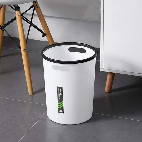 AuroraX Small Office Trash Can Handles Round 1.8 Gallon White Wastebaskets Plastic Minimalist Trash Bin for Dormitory Living Room Bathroom