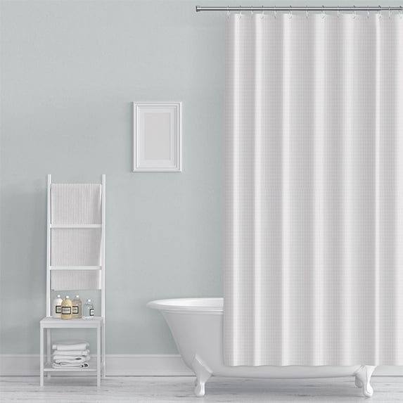 AuroraX Small Shower Curtains 60" x 72" Solid Fabric Bath Curtain White Waterproof Mildew Resistant Farmhouse Abstract Neutral Bathtub Cortinas for Bathroom Decor