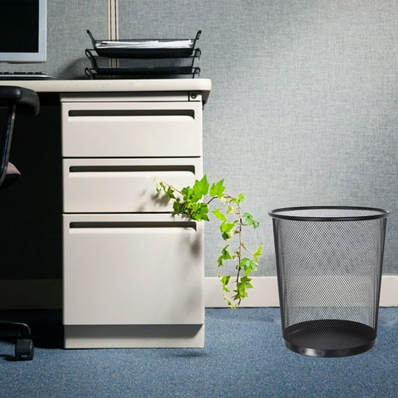 AuroraX Small Trash Can Black 3.1 Gallon Mesh Round Wastebasket Metal Modern for Bathroom Bedroom Office