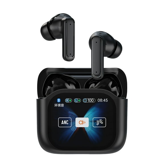 AuroraX Smart-Translator Earbuds,Wireless In-Ear Bluetooth Work Headphones with Mic,LED Touchs Screen Camera/Music/Volume/Phone Control Headset(Black)