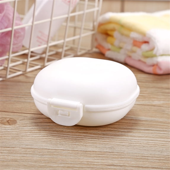 AuroraX Soap Dish Soap Holder,Compact Waterproof Portable Non-Slip Travel Soap Container White Plastic
