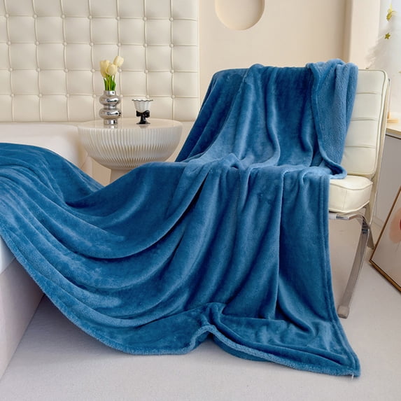 AuroraX Soft Bed Blanket Twin/Twin-Xl Size Solid Fuzzy Flannel Throw Blankets Cozy Breathable Lightweight Warm Blankets for Home Dorm Sofa All-Season,Dark Blue