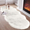 thumbnail image 1 of AuroraX Soft Bedroom Area Rug White Non-Slip Backing Cute Plush Living Room Rug Machine Washable 19x55 Inch Minimalist Irregular, 1 of 7