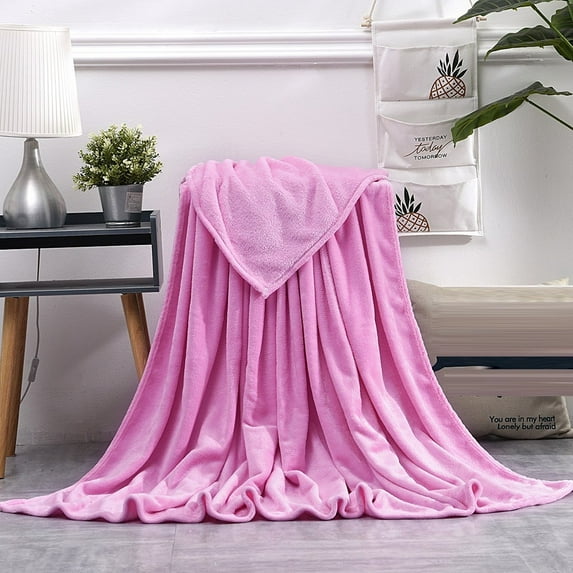 AuroraX Soft Fleece Throw Blanket for Couch Sofa Cozy Pink Flannel Blanket for Bed Living Room Decorative Breathable 47"x78" Washable Throw for All Seasons