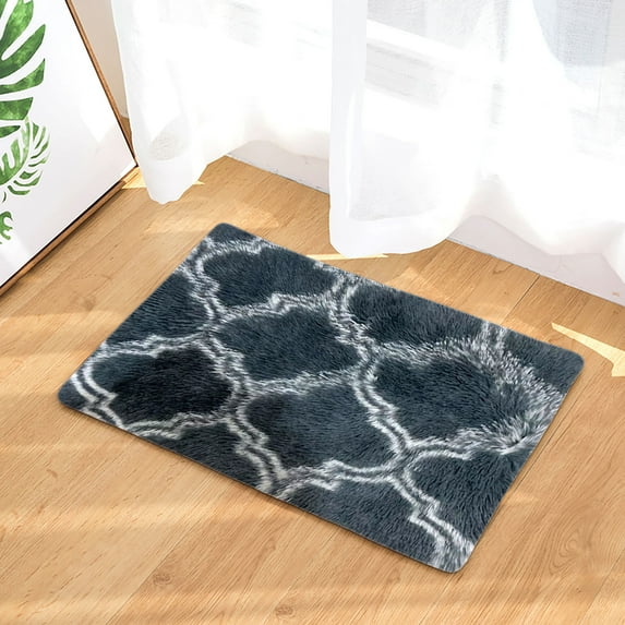 AuroraX Soft Living Room Area Rug Gray Non-Slip Backing Small Bathroom Rug Contemporary 19x31 Inch