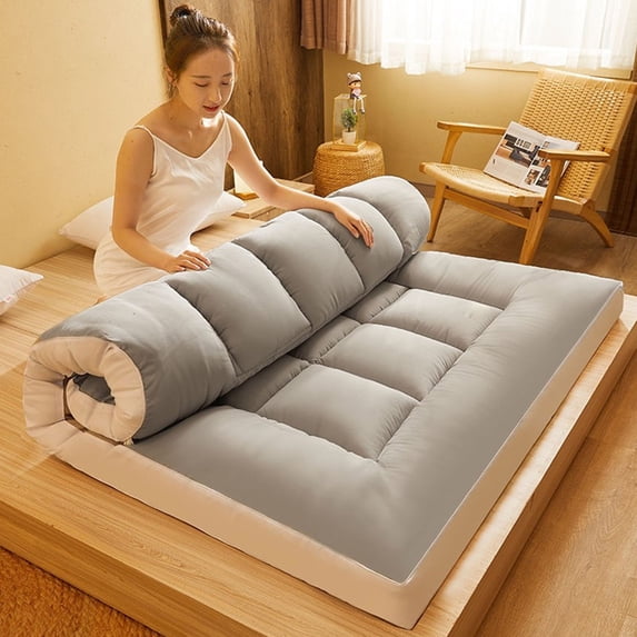 AuroraX Soft Mattress Pad Queen Thick Brushed Microfiber Quilted Mattress Topper Comfort Machine Washable Breathable Pillow Top Cover for Dorm Bedroom,Gray