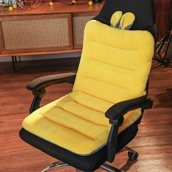 AuroraX Soft Stylish Cotton Mid Back Office Chair Cushion Yellow Thick Comfort Seat Cushion for Recliner & Folding Lounge Chair 17"x33" Pad for Nap,Relaxing