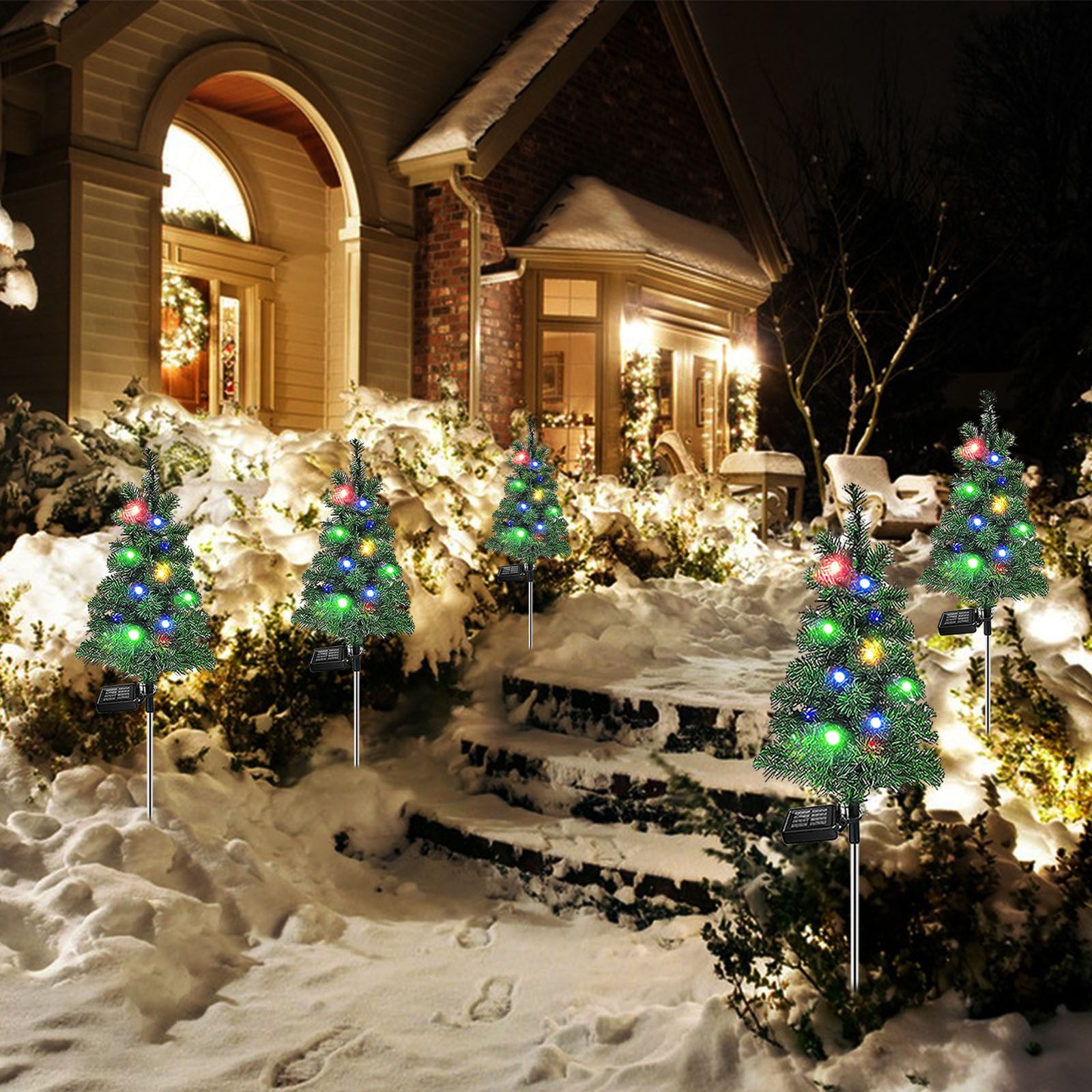 AuroraX Solar Christmas Pathway Lights Outdoor Fairy Starry Red and