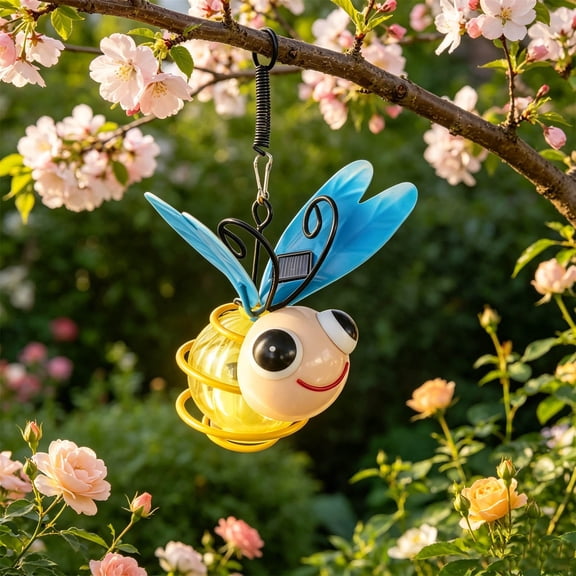 AuroraX Solar Lights Outdoor Waterproof Hanging Solar Garden Statue Bee Decorative Figurine Lights Outdoor Summerween Decor