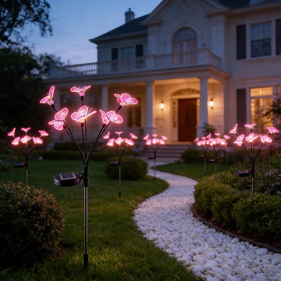 AuroraX Solar Lights Outdoor Garden Lights Waterproof LED Lighting Automatic Dusk to Dawn Butterfly Pathway Garden Summer Solar Yard Decoration