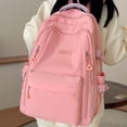 thumbnail image 1 of AuroraX Solid Backpack with 3 Compartment,Lightweight Backpack for Everyday,Commuter Bookbag Fit A Laptop,for Travel,College,Work,for Women,Light Pinkish Red, 1 of 5