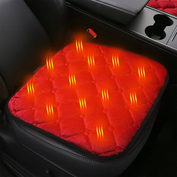 AuroraX Solid Winter Heated Car Seat Cushion with Usb Plug Red Comfort Soft Seat Cushion for Long Sitting Hours on Car
