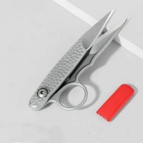 AuroraX Spring Loaded Thread Nipper Precision Snips Red Rubber Handle Stainless Steel Self Opening Compact Size Sewing Scissors for Home Silver