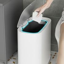 AuroraX Square Bathroom Trash Can with Lid Odor Seal Thickened 3 Gallon White Garbage Can Contemporary Plastic Trash Bin for Bathroom Toilet