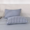thumbnail image 1 of AuroraX Standard Pillow Cases 2 pack Breathable Blue Pillowcase for Hair & Skin Smooth Soft Cotton Zip Closure Solid Stripe Improving Sleep, 1 of 7