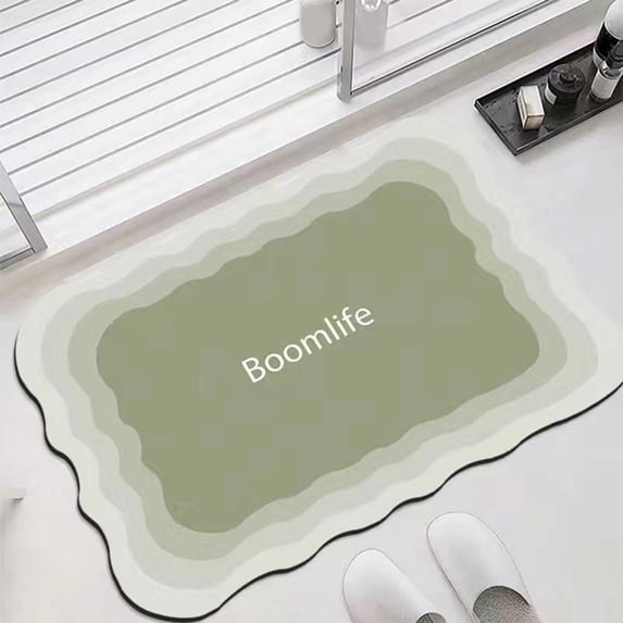 AuroraX Stone Bathroom Rugs 16" x 24" Soft Small Non Slip Washable Rubber-Backed Diatomaceous Earth Bath Mat Quick Dry Absorbent Boho Bath Rug for Bathtub,Shower Room,Sink