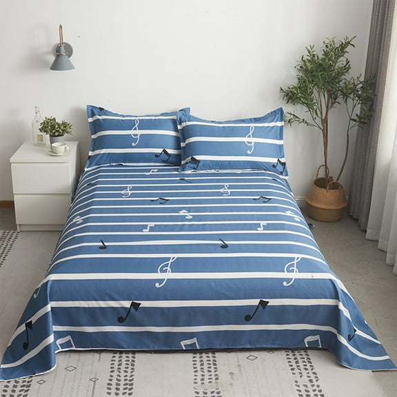 AuroraX Striped Sheet Sets Twin-Xl Size 3-Piece Cute Super Soft Polka Dot & Plaid Bed Sheet Sets Blue Wrinkle Resistant Breathable Includes: 2 Pillowcases (No Fitted Sheet) for All-Season Comfort