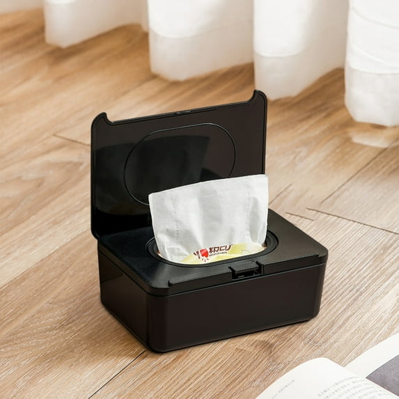 AuroraX Stylish & Minimalist Tissue Box Cover Contemporary Square Cube Black Facial Tissue Box Holder Button with Cover Decorative Napkin Dispenser for Living Room,Office,Bathroom