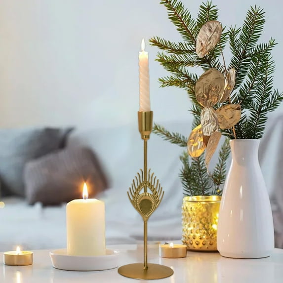 AuroraX Tall Taper Candle Holder Metal Gold Candlestick Holders Elegant Romantic Rustic Decorative Vintage Candle Stand Valentines Day Table Centerpieces Dining Wedding Decor