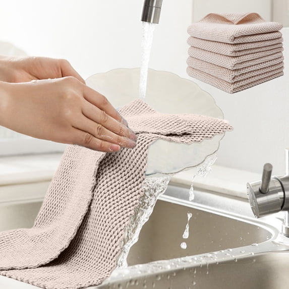 AuroraX Terry Cloth Kitchen Towels Waffle Weave Absorbent Dish Towels Holiday Decorative Soft Quick Drying Reusable Cleaning Dish Cloths for Dish Rags Drying Dishes(Beige)