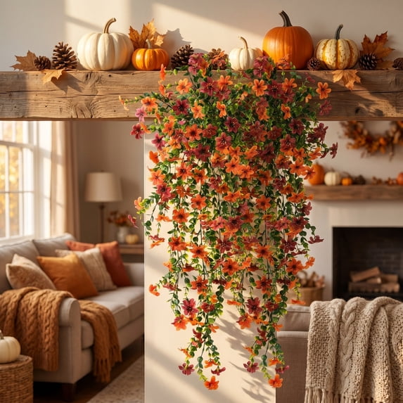 AuroraX Thanksgiving Artificial Silk Flower Fall Floral Wall Hanging Outdoor Vintage Realistic Farmhouse Autumn Home Decor Accents
