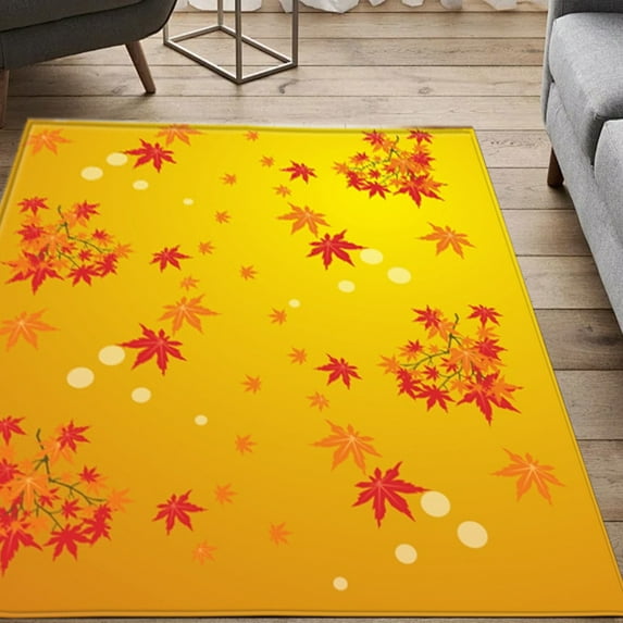 AuroraX Thanksgiving Living Room Area Rug Non-Slip Backing Fall Halloween Bath Mat Rug Contemporary 35x23 Inch Maple Leaf