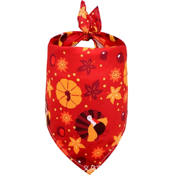AuroraX Thanksgiving Pet Bandana for Cats Dogs Adjustable Pet Neck Scarf Holiday Pumpkin Turkey Soft Festive Fall Pet Accessories for Home Red National Dog Day International Cat Day