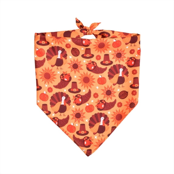 AuroraX Thanksgiving Pet Bandana for Cats Dogs Fall Holiday Bandana for Pets Soft Adjustable Printed Multicolor Pet Bandana for Dogs Orange National Dog Day International Cat Day