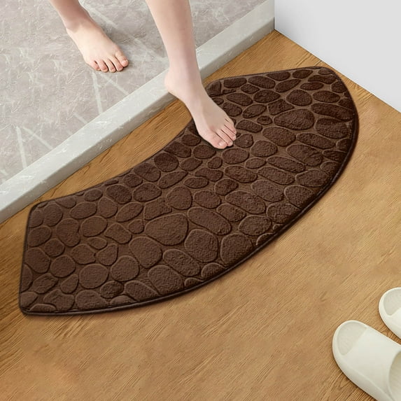 AuroraX Thick Bath Rug Mat Absorbent Non-Slip Backing Soft Coffee Bathroom Rug Stain Resistant Bohemian Fan-Shaped Embossed