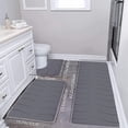 thumbnail image 1 of AuroraX Thick Bath Rug Set Of 3 Dark Gray Absorbent Quick Dry Non-Slip Backing 2 pcs Bathroom and Toilet Rug Minimalist Machine Washable Wave, 1 of 7
