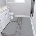 thumbnail image 1 of AuroraX Thick Bath Rug Set Of 3 Non-Slip Backing Quick Dry Gray Absorbent 2 pcs Bathroom and Toilet Rug Minimalist Machine Washable Wave, 1 of 7