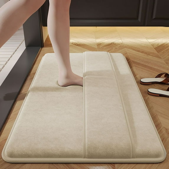 AuroraX Thick Bathroom Rug Mat Non-Slip Backing Beige Absorbent Super Soft Bath Rug Plush Memory Bohemian 15x23 Inch Wipeable Foot Back