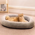 thumbnail image 1 of AuroraX Thick Cat Bed Self Warming Cute Warm Small Cat Bed Soft Anti-Slip Cozy Plush Warm Oval Mat House for Indoor Cats Kittens and Small Dogs(Gray), 1 of 7