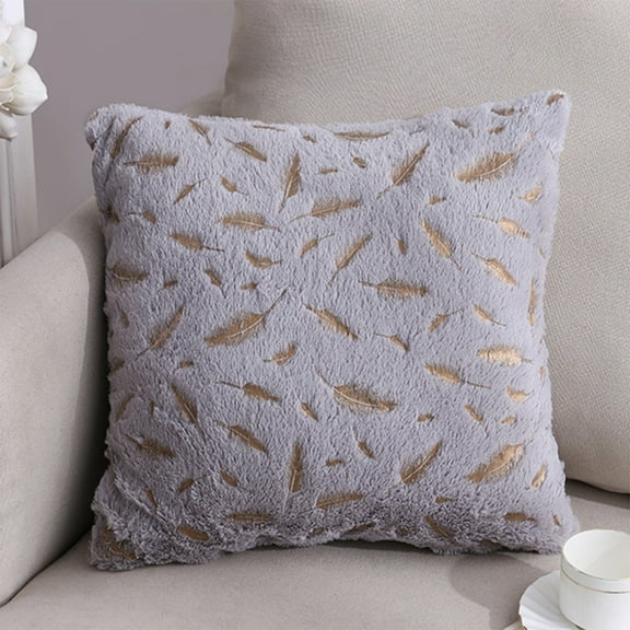 AuroraX Throw Pillow Covers Gray Decorative Brushed 18x18 Inch Pillow Cases Indoor Fancy Art Deco Hot-Stamped Feathers Cushion Cover Couch,Sofa Couch Decor