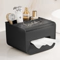 thumbnail image 1 of AuroraX Tissue Box Cover, Modern Rectangular with 2 Storage Compartments Tissue Box, Countertop Night Stands Living Room Office Bedroom Decor -Black, 1 of 6